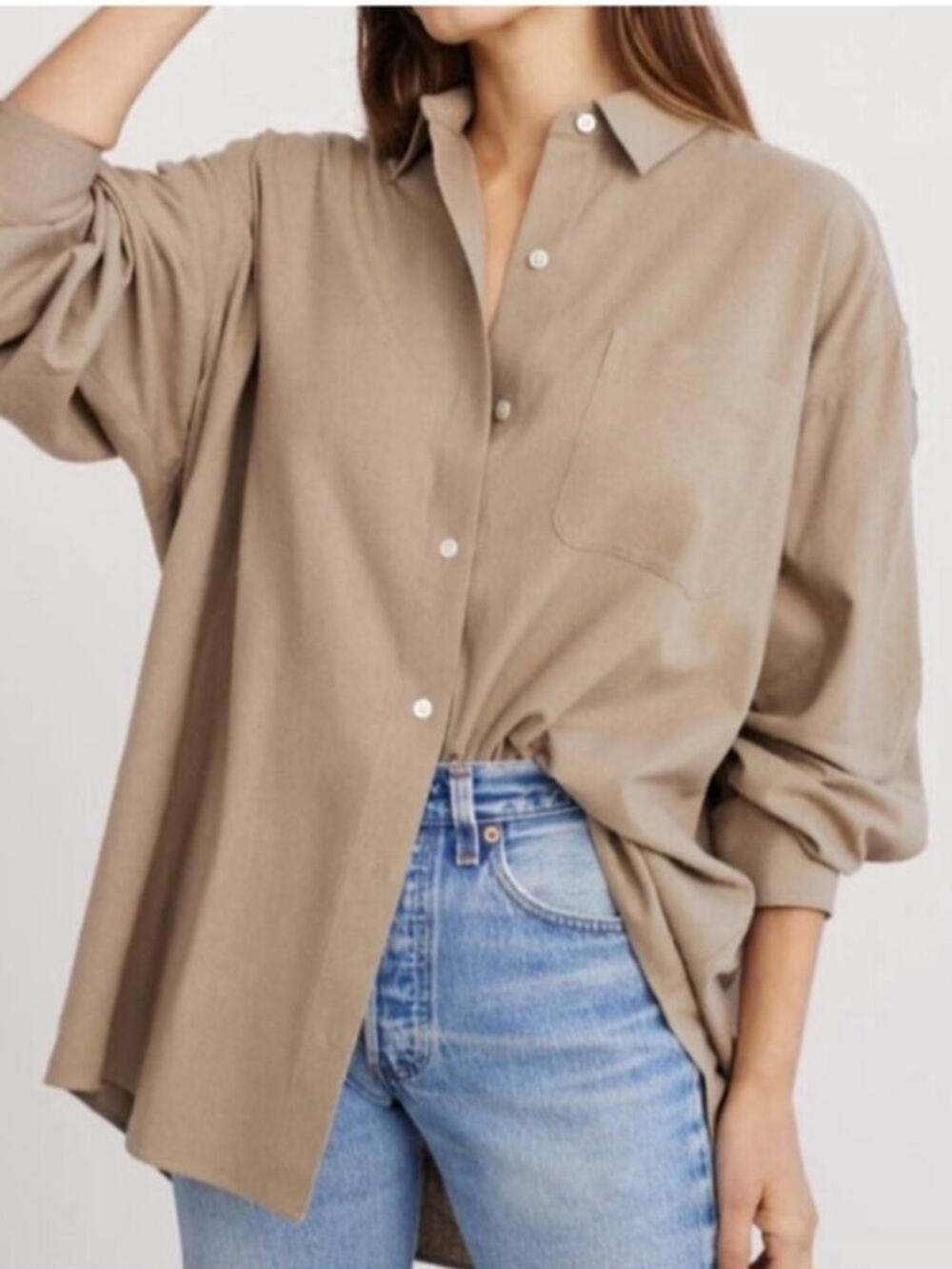 NWT Jenni Kayne Hazel XS Brushed Silk Oversized Button up Shirt Relaxed $335 Top
